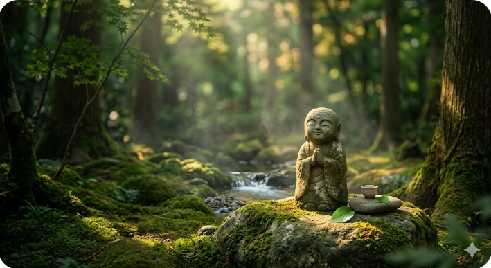 静寂の森で心をリセットするイメージ